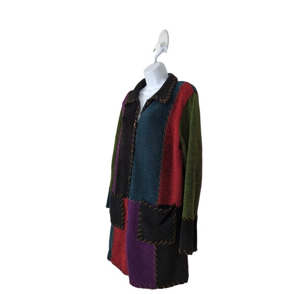 Carolina Colours Long Cardigan Sweater Patchwork Color Block Woman's size L - Picture 4 of 9